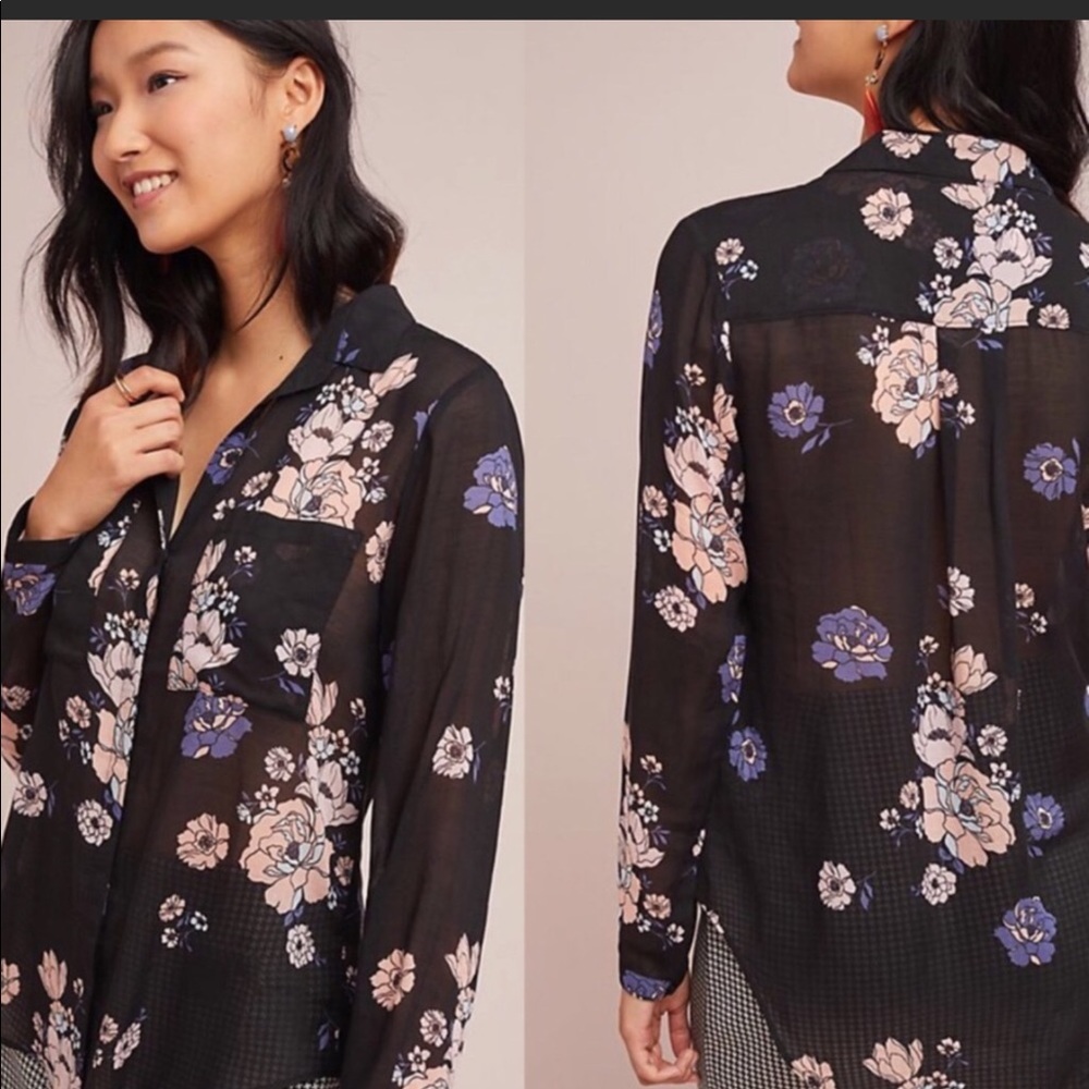 Cloth & Stone 4 Anthropology floral blouse XS